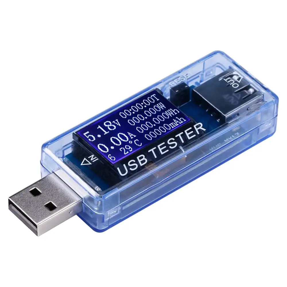Синий USB тестер напряжения тока синхронизации мощность ватт-час внутреннее сопротивление перегрузки по току прибор обнаружения зарядное устройство мобильного телефона - Цвет: Синий