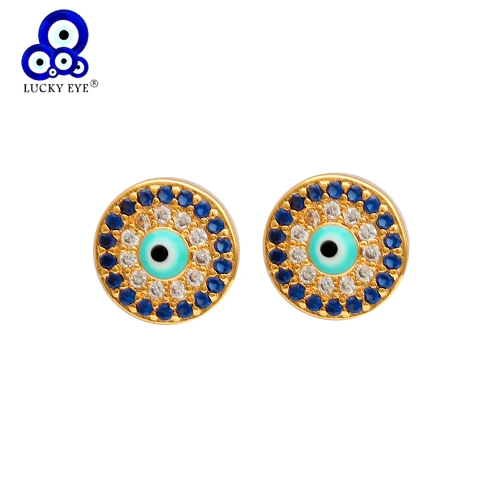 

Lucky Eye Micro Pave Stud Earrings Gold Silver Color Turkish Blue Evil Eye Earrings Jewelry Gifts for Women Girls Ladies EY6515