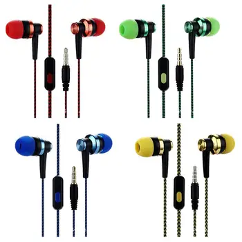 

Anti-Skid Braided Wiring Cord Universal Music Subwoofer In-ear Earphone with Wheat Wire For Xiaomi Samsung Android Smart Phone