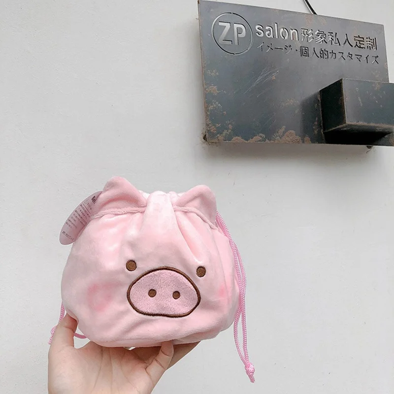 Kawaii Pig Drawstring сумки унисекс ткань милые дети взрослые кошельки для хранения мешок шнурок