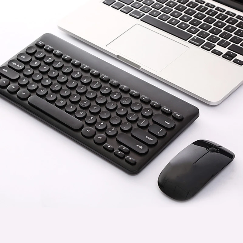 2,4G USB Беспроводная игровая клавиатура мышь комбинированная круглая кнопка клавиатура Бесшумная мышь для Macbook lenovo Dell Asus hp ноутбук компьютер