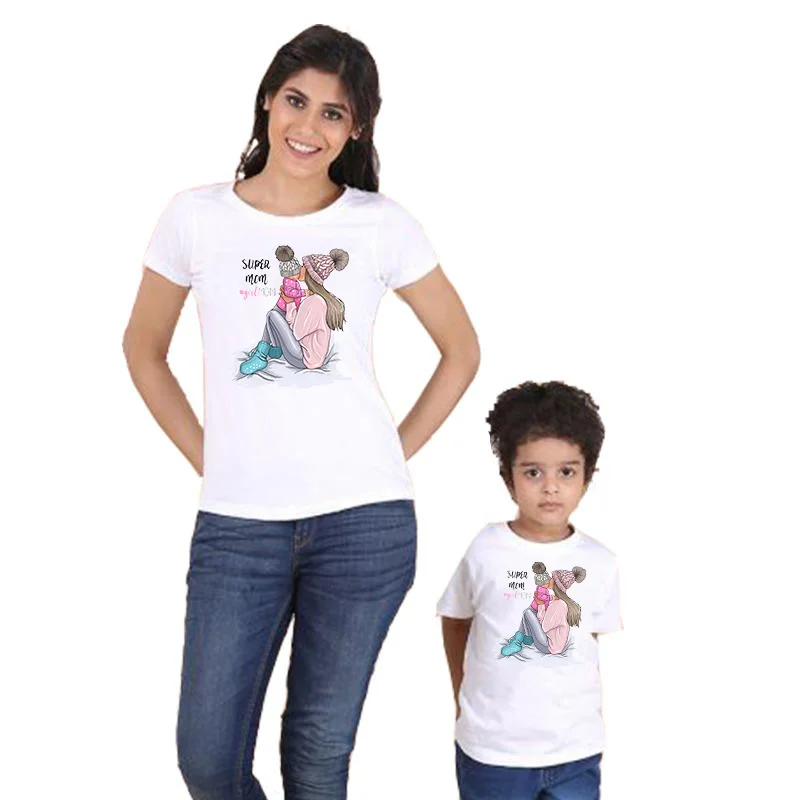 Color 1 MVUPP/одинаковые футболки для мамы и дочки; одежда для мамы и меня; семейный образ для мамы и дочки; мама мамочка; футболка для маленьких женщин и сестер; - Цвет: Color 1