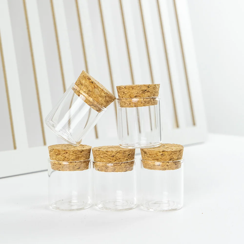 27x30x24mm 10ml Small Transparent Glass Bottle Cork Stopper Empty Crafts Decoration 10cc Bottles Food Saffron Jars Vials 12pcs 4
