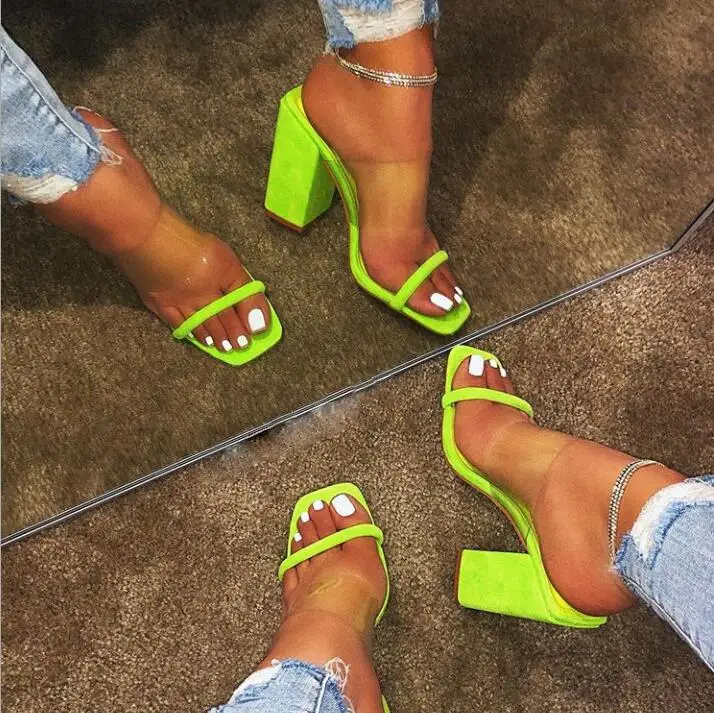 

high-heeled flip flop 2019 summer new fashion wild suede leather non-slip beach outdoor sandals /slippers