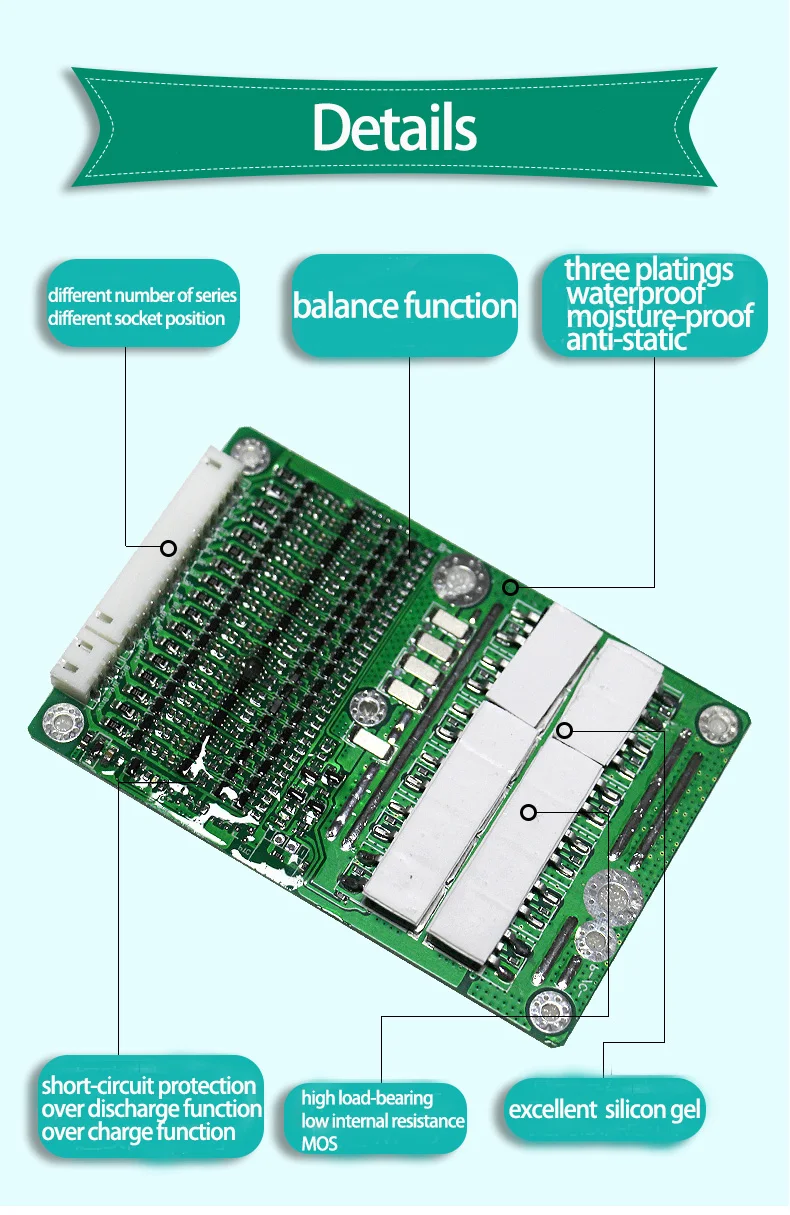 17S 50A литий-ионная батарея BMS схема защиты PCB ячейка зарядное устройство Модуль 60 в баланс версия DIY гаджет для Ebike