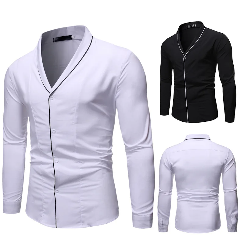 Мужская Повседневная рубашка Slim Fit Мужская Повседневная рубашка на пуговицах с длинным рукавом официальные сорочки мужская одежда