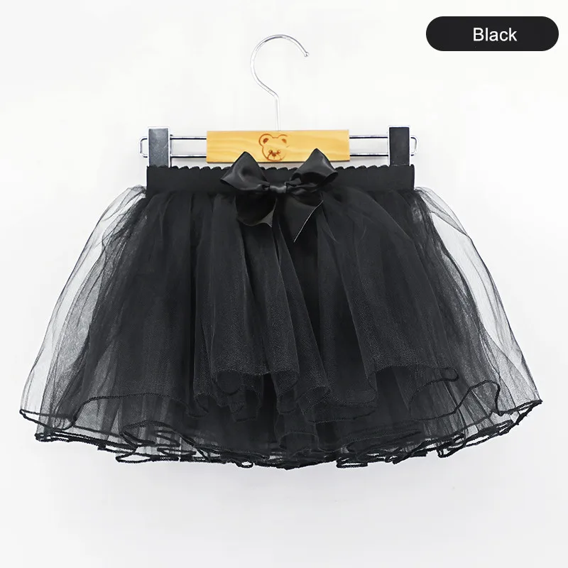 Фатиновая юбка с бантом для маленьких детей Детская танцевальная юбка для балета с эластичной резинкой на талии для девочек Милая танцевальная юбка-пачка - Цвет: Black
