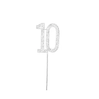 

One Pack Rhinestone Cake Toppers Number 10 Shabby Chic Rustic Wedding Cake Topper Pick Decoration