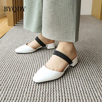 

BYQDY New Spring Women Pumps Patent Leather Med Heels Shoes Elegant Square Toe Concise Basic Shoes Woman White Pumps Large 41-48
