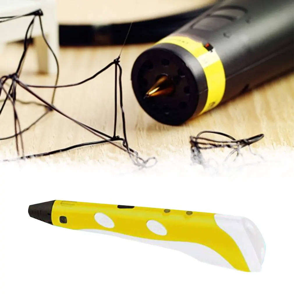 yellow AU Пластиковая 3D печать Ручка Детский праздник подарок 3D Ручка детская игрушка стерео живопись трехмерное литье - Цвет: yellow AU
