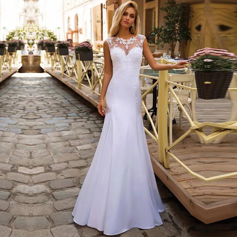 Восьмилое свадебное платье русалки с рукавами Vestidos de novia винтажное кружевное свадебное платье с сердечком на шее Свадебные платья без спинки