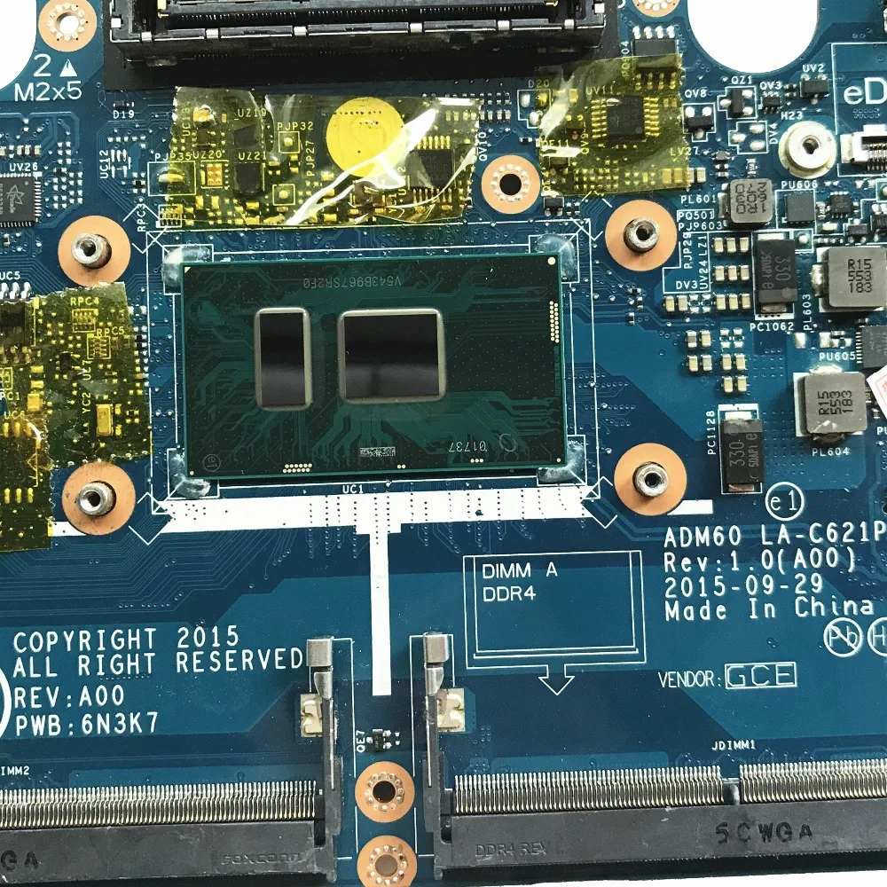 Для Dell E5270 материнская плата портативного компьютера с SR2F0 i5-6300u DDR4 CN-0DV5YH 0DV5YH DV5YH ADM60 LA-C621P тестирование Быстрая