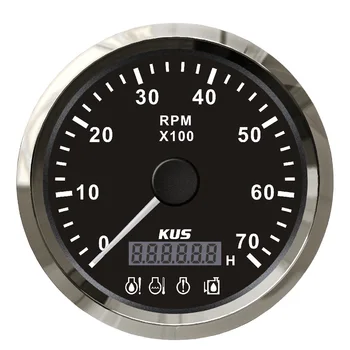 

KUS DN85mm Tachometer 0-7000rpm with CHK ENG, Low Pressure, Low Fuel, Temperature Alarms