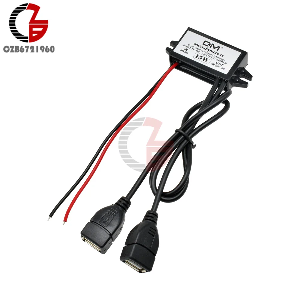 DC-DC 12 В в до В 5 в 3A шаг подпушка Мощность конвертер адаптер Инвертор Dual USB Шаг вниз по току напряжение короткого замыкания