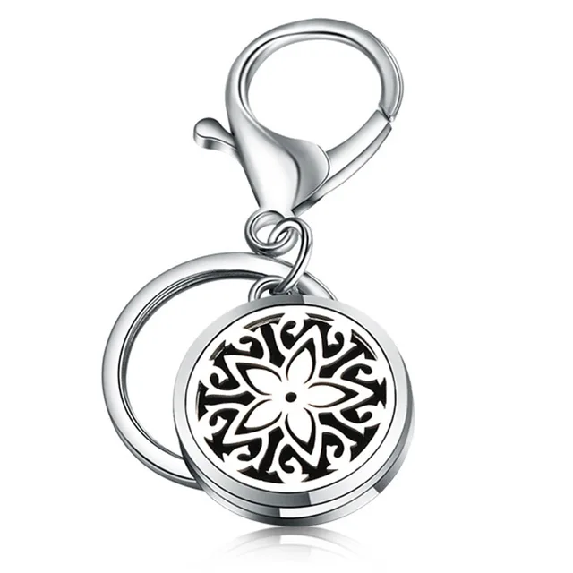 Fashion Round Little Love KeyChain Jewelry Stainless Steel Essential Oil Diffuser Perfume Aromatherapy Locket Key Chain Jewelry 1PCS