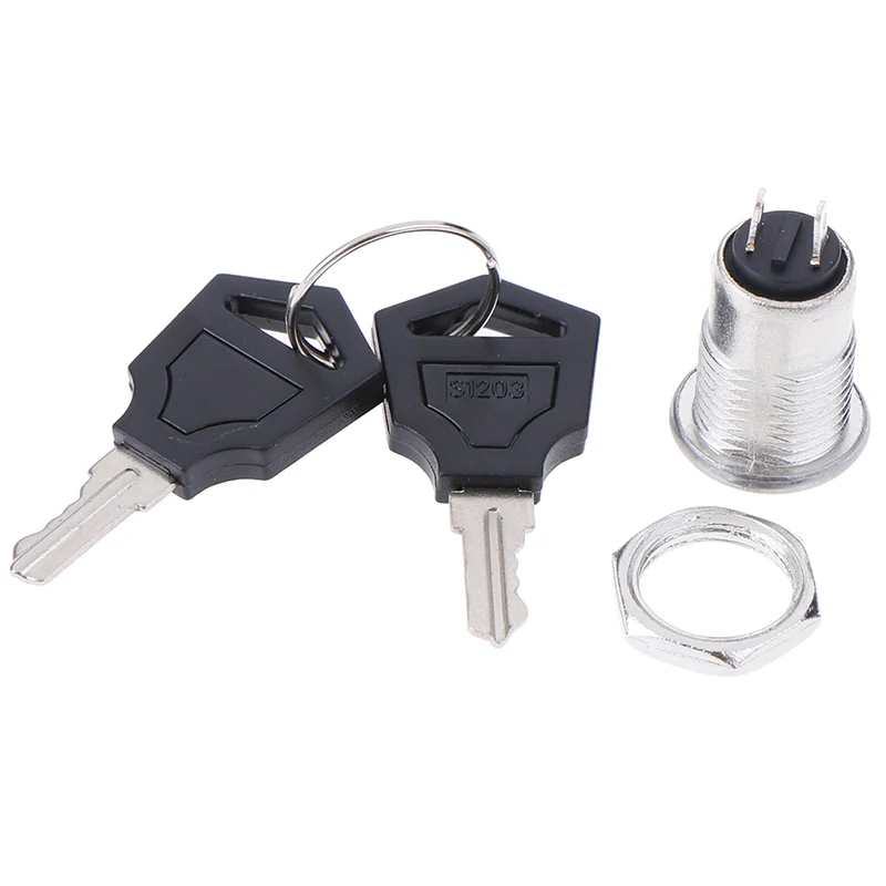 10.5mm 220V / 380V Zinc Alloy Electronic Key Switch ON OFF Lock Switch Phone Lock Security Power Switch S1203 2PIN 2 Keys Hot!