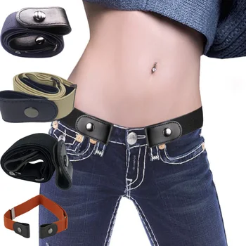 

5 Colors Canvas Waist Belts men Hot Buckle-Free Adjustable Belt elastic weave Slim fit Waist Belts leisure for women gifts