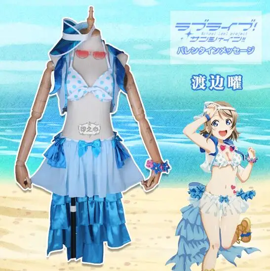 

Lovelive Sunshine Aqours Brightest Melody Chika Ruby Dia Kanan Mari You Yoshiko All Member Cosplay Costume Swimsuits