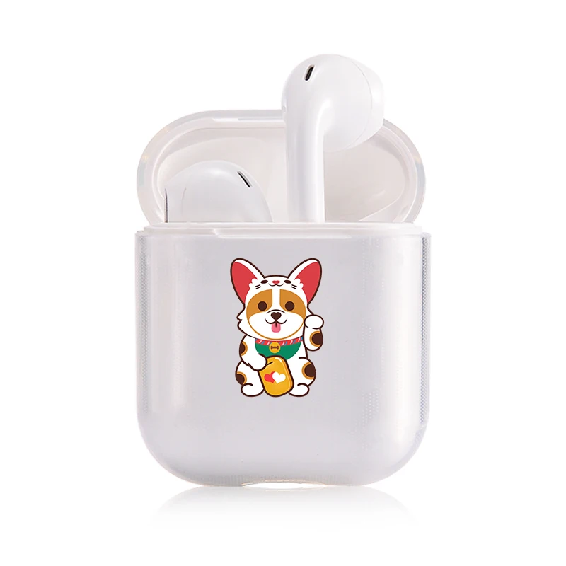 I201250 Жесткий прозрачный чехол для наушников Apple airpods 1 чехол Роскошные домашние животные собака корги прозрачный Air Pods чехол для Airpods 2 защитный чехол - Цвет: I201250