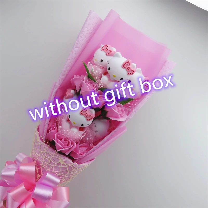 no box Горячая Распродажа, милые кошки, кукла с мылом, розы, мультяшный букет цветов, Подарочная коробка, украшение для дома, Рождественский подарок на день Святого Валентина - Цвет: no box