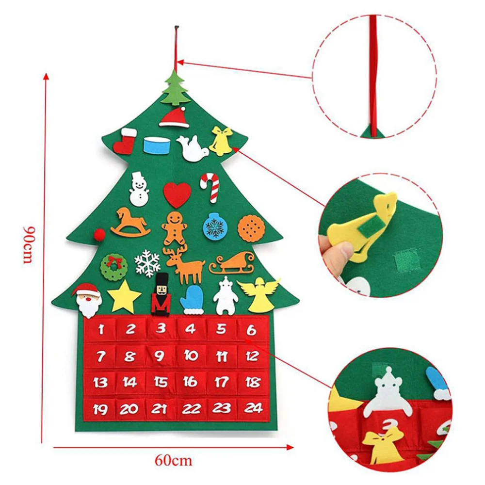 Hanging Christmas Calendar Wool Chemical Fiber MULTIPLE FUNCTIONS Party Supplies FLEXIBLE USE Calendar Unique Winter Children