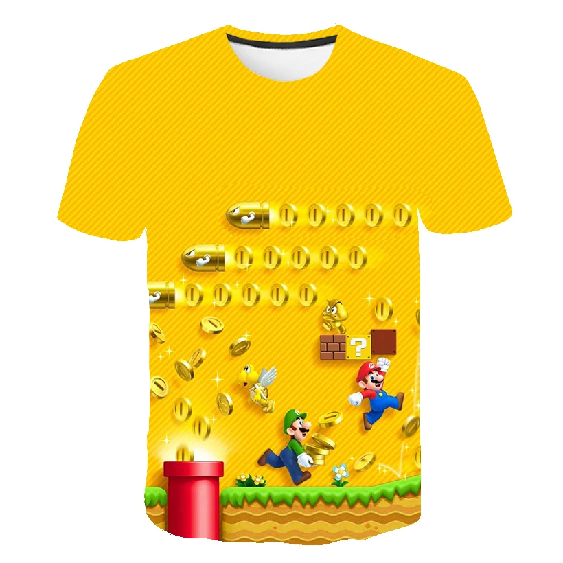 Футболка Mario Bros Mashup топ 2020 Kawaii детские футболки для мальчиков модная детская