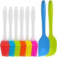 Силиконовые щетки для выпечки и кондитерских изделий с силиконовым шпателем, 8 шт. в упаковке, набор кистей для гриля и шпателей, гибкие и дисковые