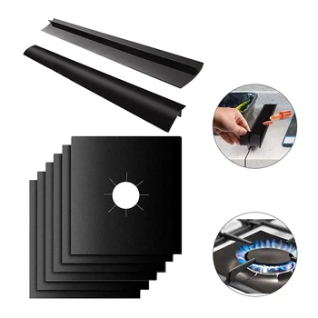 

6 Pcs Gas Stove Burner Covers + 2 Pcs Kitchen Silicone Stove Counter space Cover,Reusable Gas Range Protectors