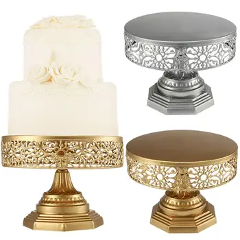 

Retro Wedding Cake Stand Round Metal Event Party Display Pedestal Plate Decor Baking Supplies