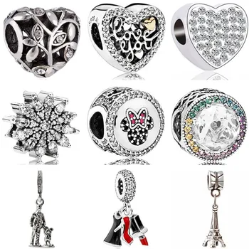 

Btuamb High Quality Crystal Snowflake Branch Feather Owl Heart Beads Fit Pandora Charms Beads for Women DIY Jewelry