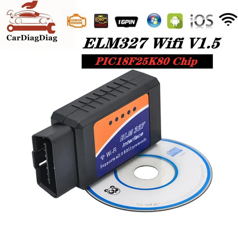 Диагностический сканер OBD2 V1.5 PIC18F25K80 ELM327 Wi-Fi интерфейс OBD 2 стабильный ELM 327