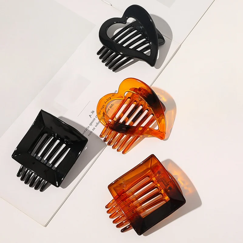 

Elegant Amber Comb Hairpin Simple And Fashionable All-match Grabbing Clip Headdress Square Comb