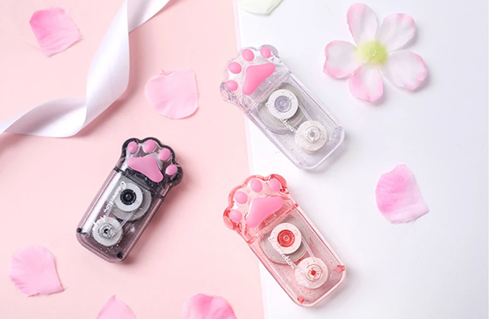 1 шт. Kawaii коррекционная лента мультфильм прозрачный черный розовый кошачья лапа с