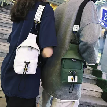 

Women Shoulder Bag Fashion Pure Color Casual Tote Outdoor Bag Canvas Handbag Zipper Waist Pack Chest Bag sac main femme #R15