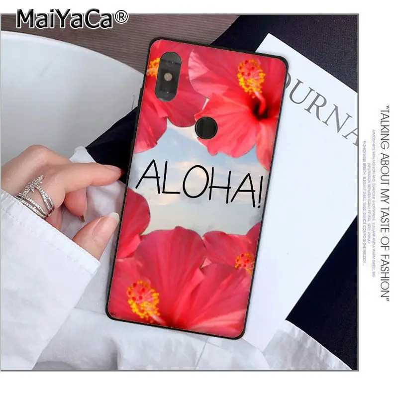 Maiyaca Aloha Musim Panas Garis Pohon Palem Hitam Soft Shell Ponsel Cover untuk Xiaomi 8 9 Se Redmi 6 Pro 6A 4X7 Note 5 7 Ponsel