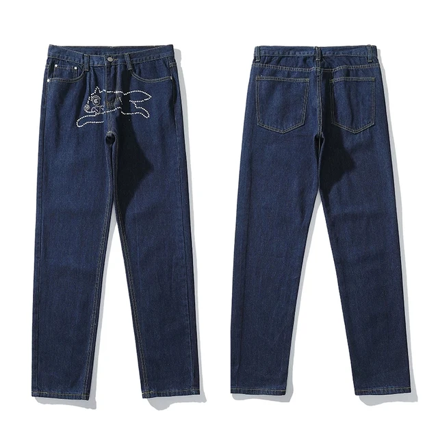 Xfhh Print Straight Loose Jeans Mens 