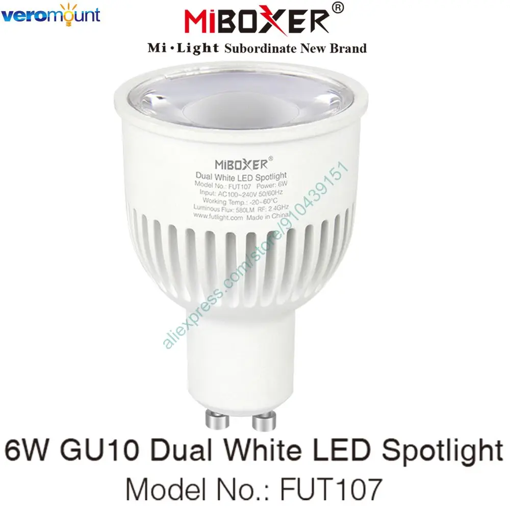 MiBoxer 2 4G GU10 6W CCT двойной белый светодиодный светильник лампа AC85-265V FUT107 цветовая