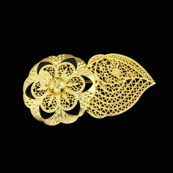 Sunspicems 24K 골드 컬러 해바라기 여성 브로치 밍크 코트 칼라 핀 아프리카 웨딩 쥬얼리 Caftan Brooch Special Accessories