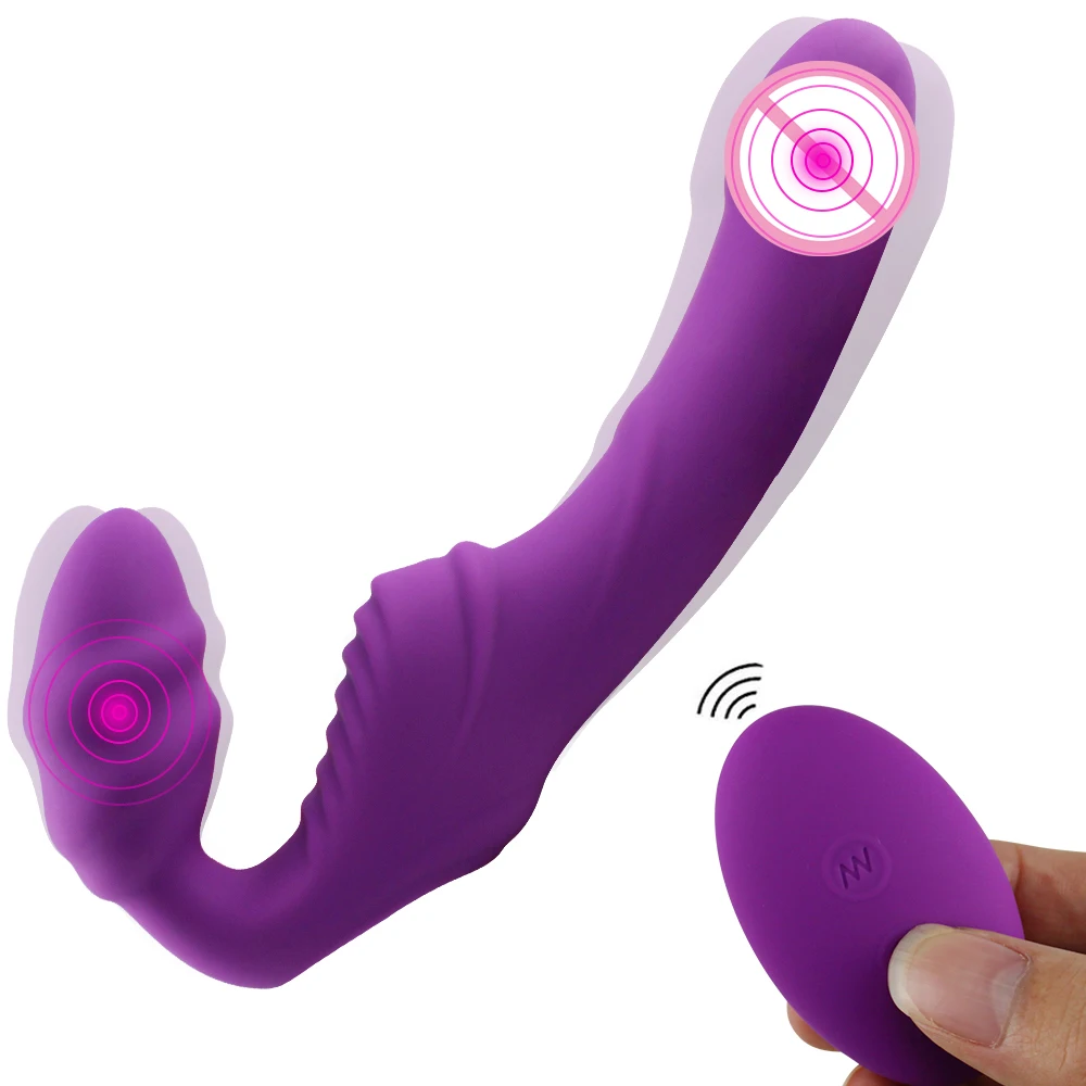 Realistic Dildo Vibrator Massager Strapless Strap on Lesbian Double Head G-Spot Stimulate Clitoris Sex Toy for Couple Dual Motor | Красота и