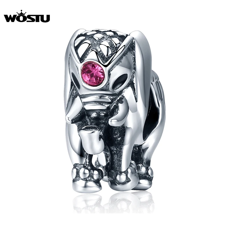 WOSTU New Trendy Real 925 Sterling Silver Thailand Lucky Elephant Charms fit original WST Bracelets Jewelry Gift CQC321
