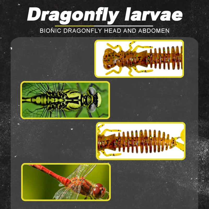 D1 Dragonfly Larva Best Price Bionic Fishing Larva Soft Lure Fly fishing  100mm 6.1g Plastic Baits for bass pike zander trout