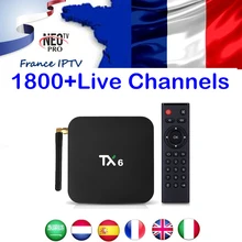 TANIX TX6 NEO tv pro IP tv Box 1800+ LIVE Франция Италия арабский Beigium Голландский 1 год IP tv подписка Android 9,0 tv Box PK H96 MAX