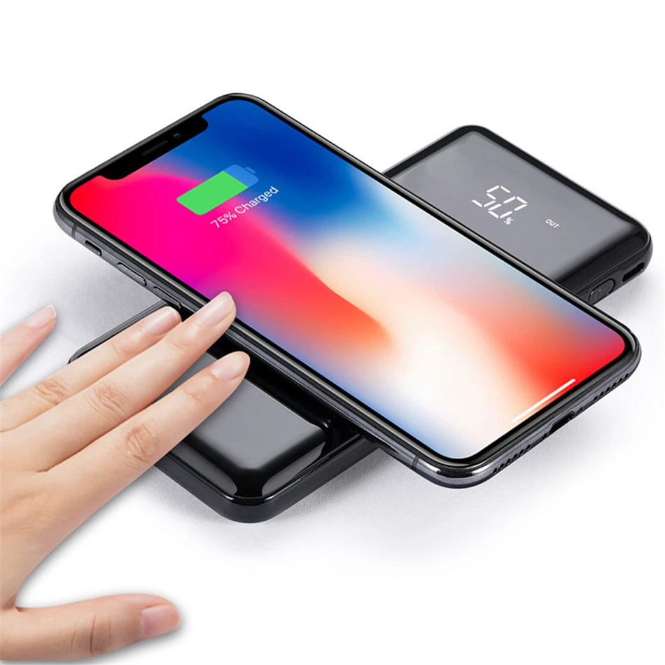 30000mAh QI Беспроводное зарядное устройство power Bank зарядное устройство 30000mAh PoverBank Внешнее зарядное устройство для iPhone 11 pro 6 X XS