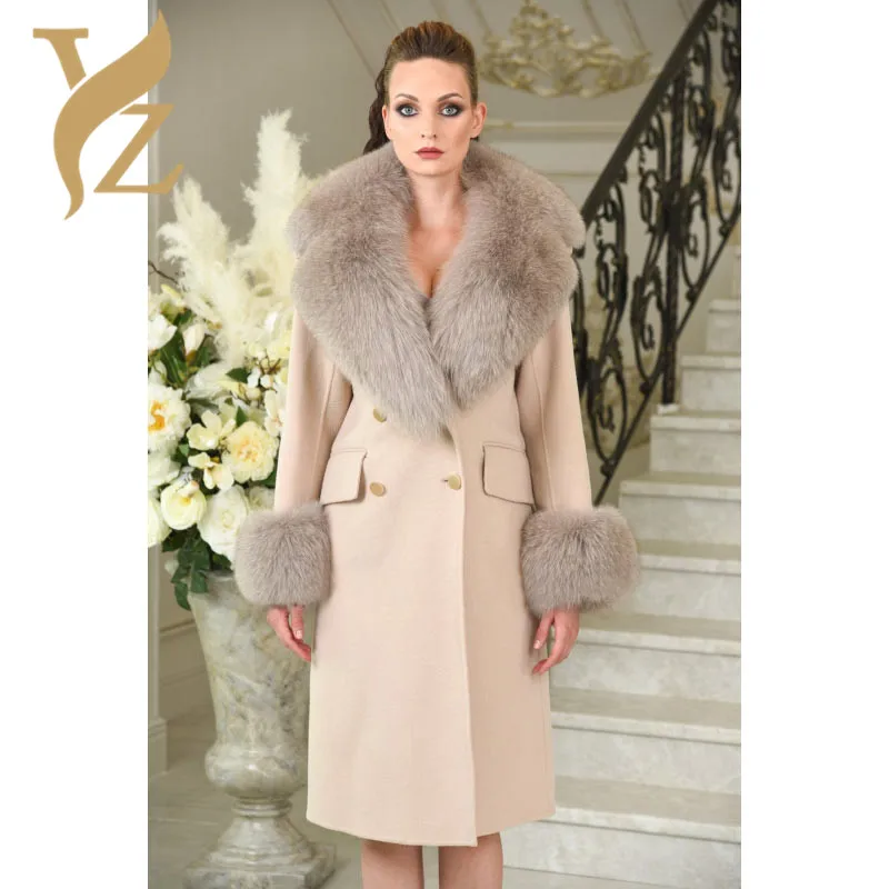 Женское длинное меховое пальто YZ.FURTURE куртка из 2019-ной шерсти с воротником