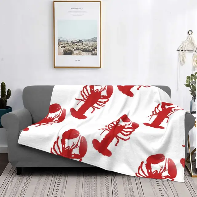 Manta con patrón de repetición de langosta roja, colcha a cuadros para  cama, sofá, mantas a cuadros, textiles para el hogar, l|Mantas| - AliExpress