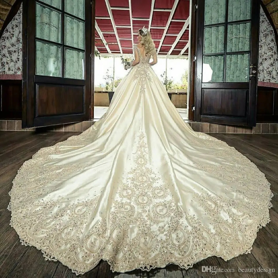Прозрачное бальное платье с длинными рукавами, свадебные платья, кружевные аппликации, бисерные свадебные платья, официальное длинное садовое платье для свадьбы