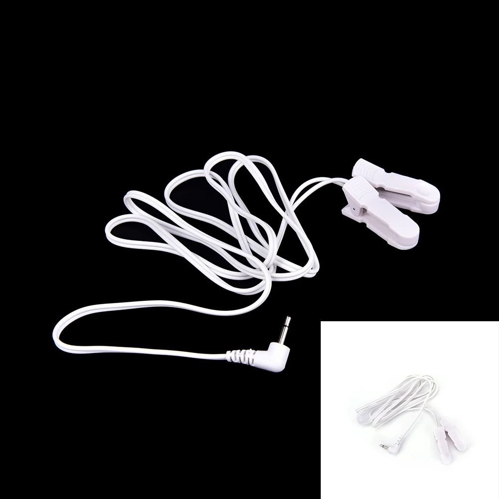 Plug Electrode Lead Wires Connecting Cables with 2 Ear Clips for Digital TENS Therapy Machine Massager 1Pc 2.5mm