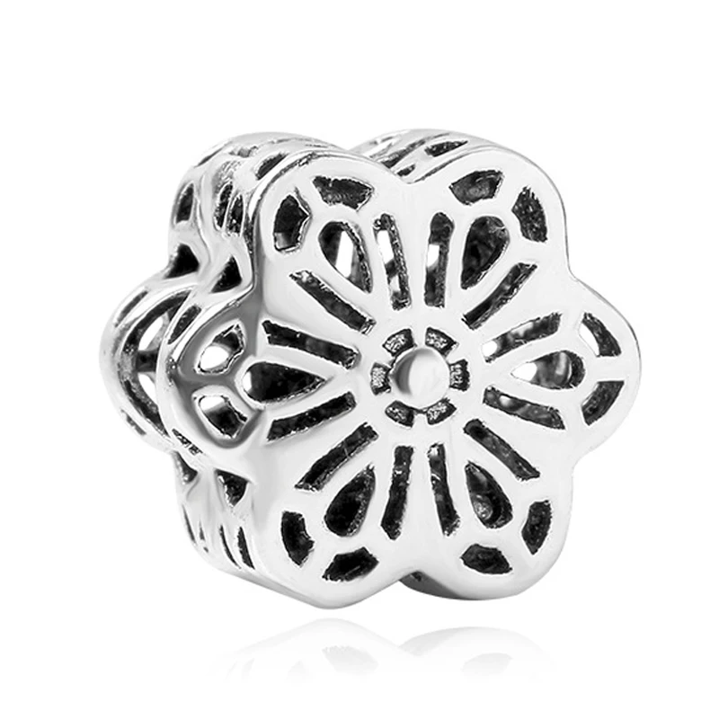 flower 1 шт., европейская бабочка, глобус, цветок, круглая безопасная цепь, сделай сам, зажим в форме шарика, шарм, подходит к оригинальному браслету Pandora - Цвет: flower