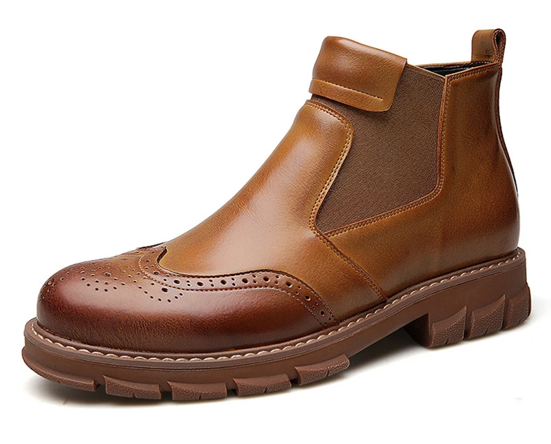 Merkmak New Winter Booties Fashion Slip-on Warm Leather Boots Non-slip Wear-resistant Casual Shoes Big Size Motorcycle Boot