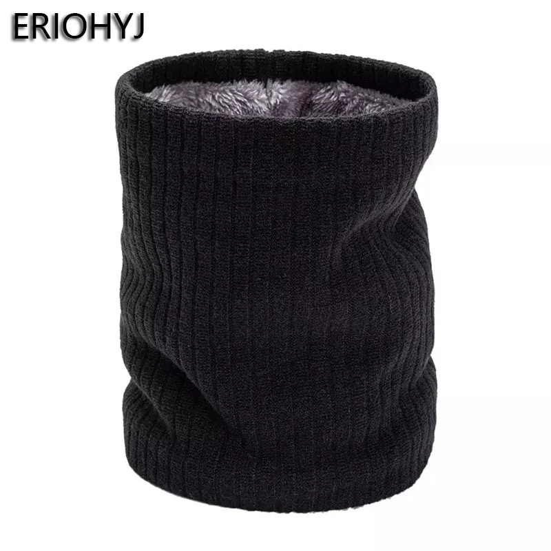 

Winter fashion men's and women's plus velvet knitted scarf solid color double-layer thickening warm neck protection winter scarf
